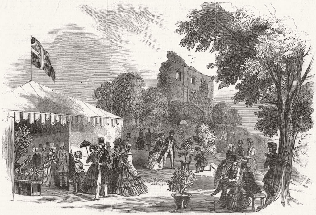 WALES. Horticultural fete in Chepstow Castle 1846 old antique print picture